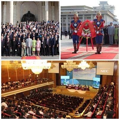 International leaders honor Mongolia's founders at a wreath-laying ceremony, Global Peace Leadership Conference. 
